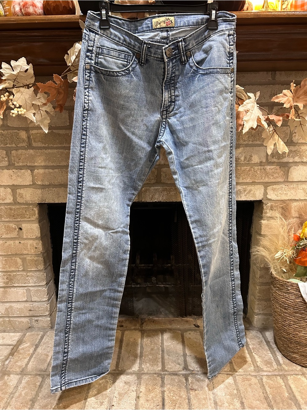 Wrangler Slim Straight Light Blue Washed Jeans EUC